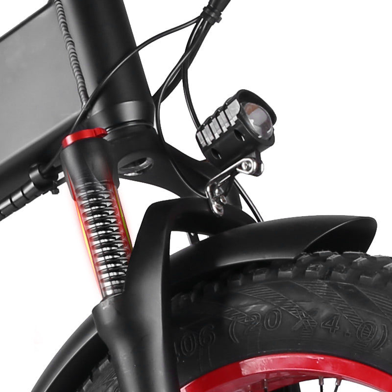 Accolmile Red Circle - 750W Electric Folding E- bike Snow eBike for Winter